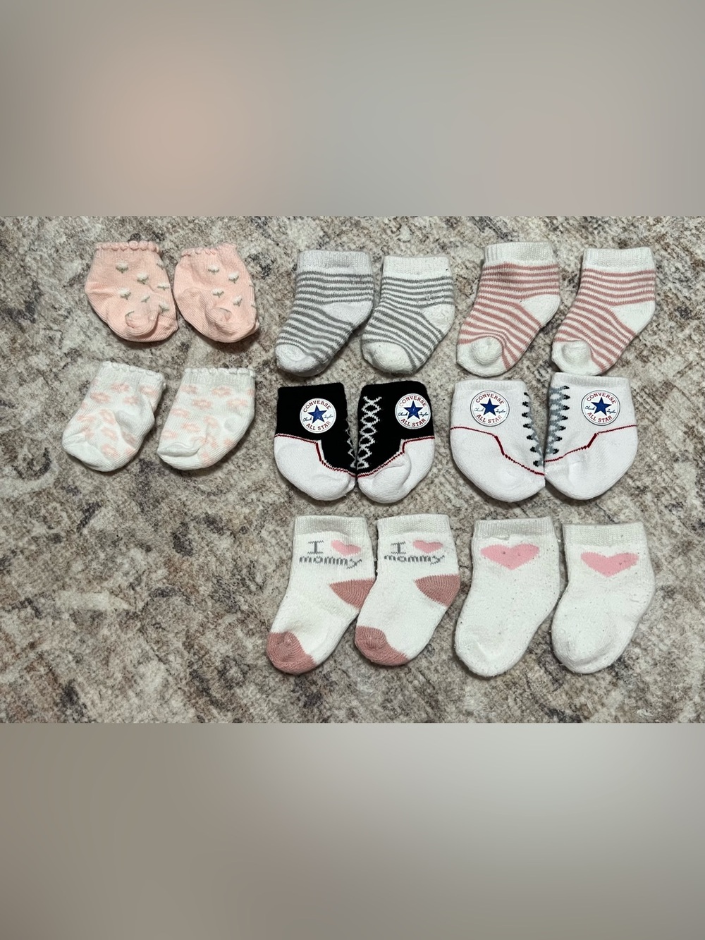 Converse Black & White Baby Sneaker Socks with Pink Accent